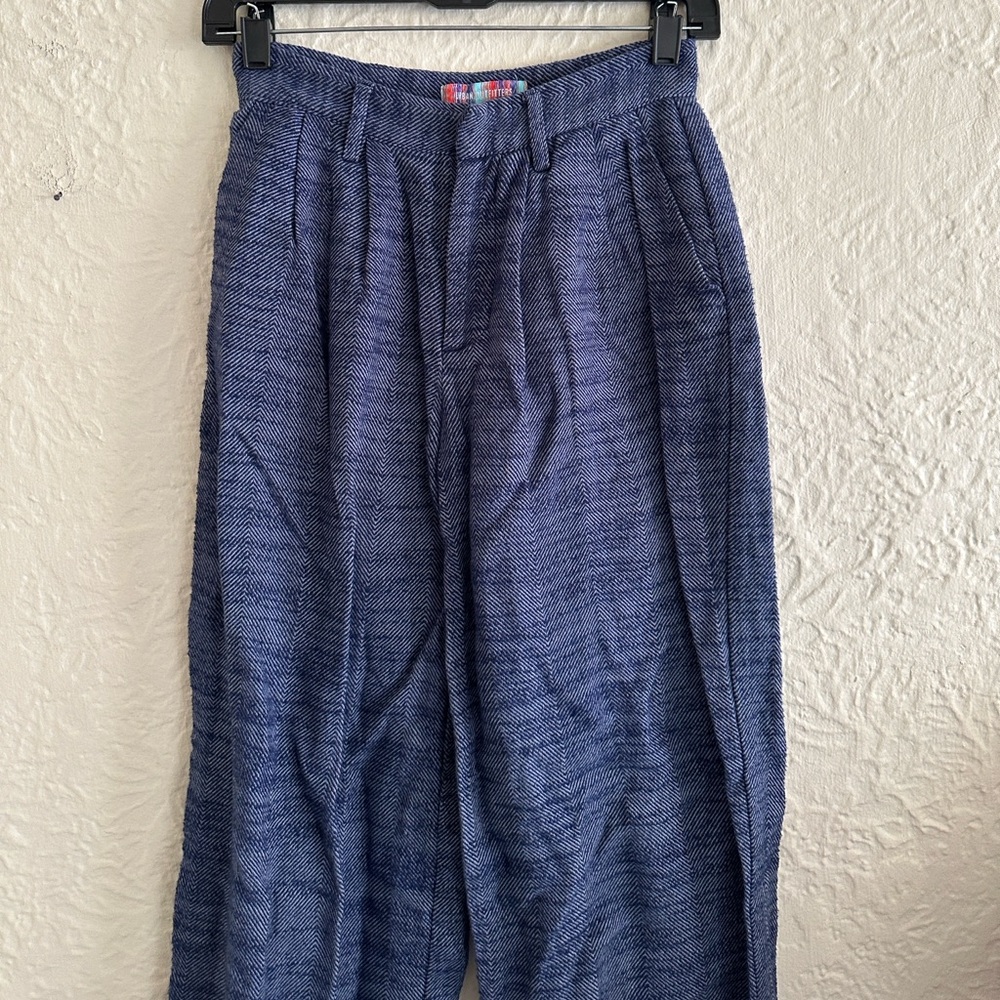 Urban Outfitters Elliot Blue Herringbone Wide Leg Pants XXS - Picture 3 of 7
